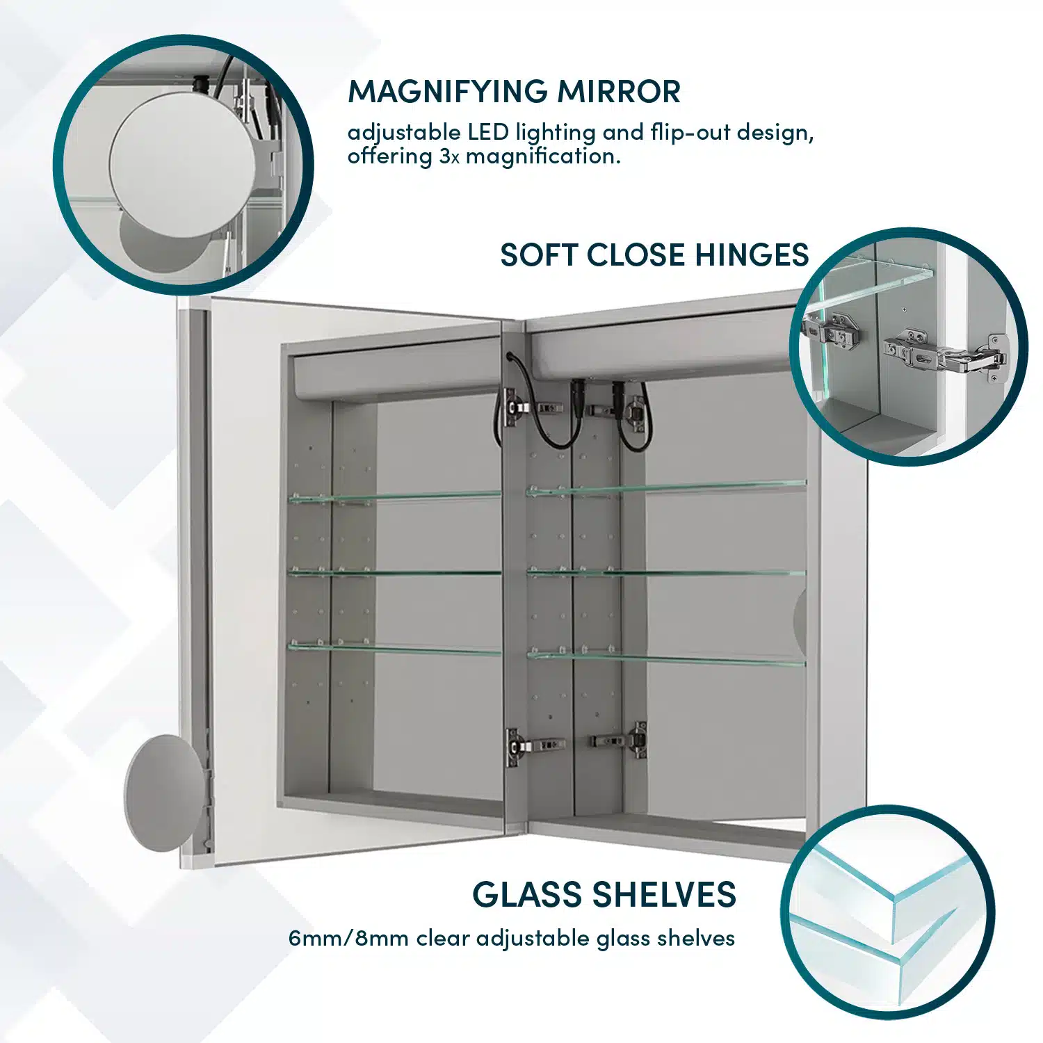 Royale Basic Q 24x30 Left Hinge LED Lighted Medicine Cabinet