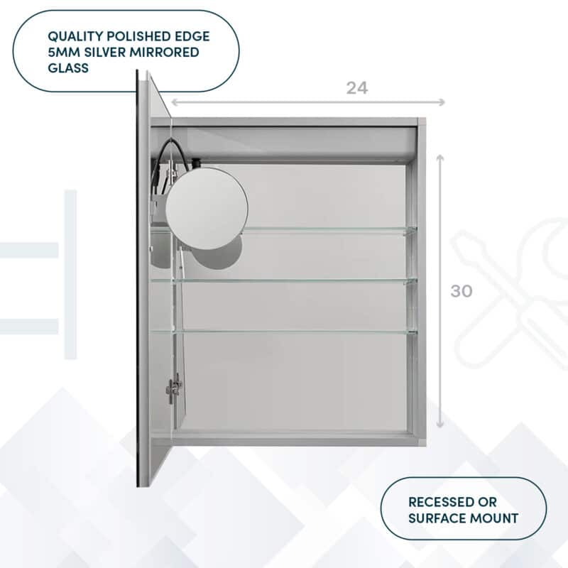 Royale Basic Q 24x30 Left Hinge LED Lighted Medicine Cabinet