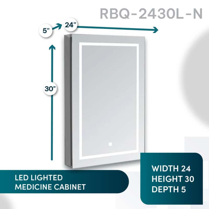 Royale Basic Q 24x30 Left Hinge LED Lighted Medicine Cabinet