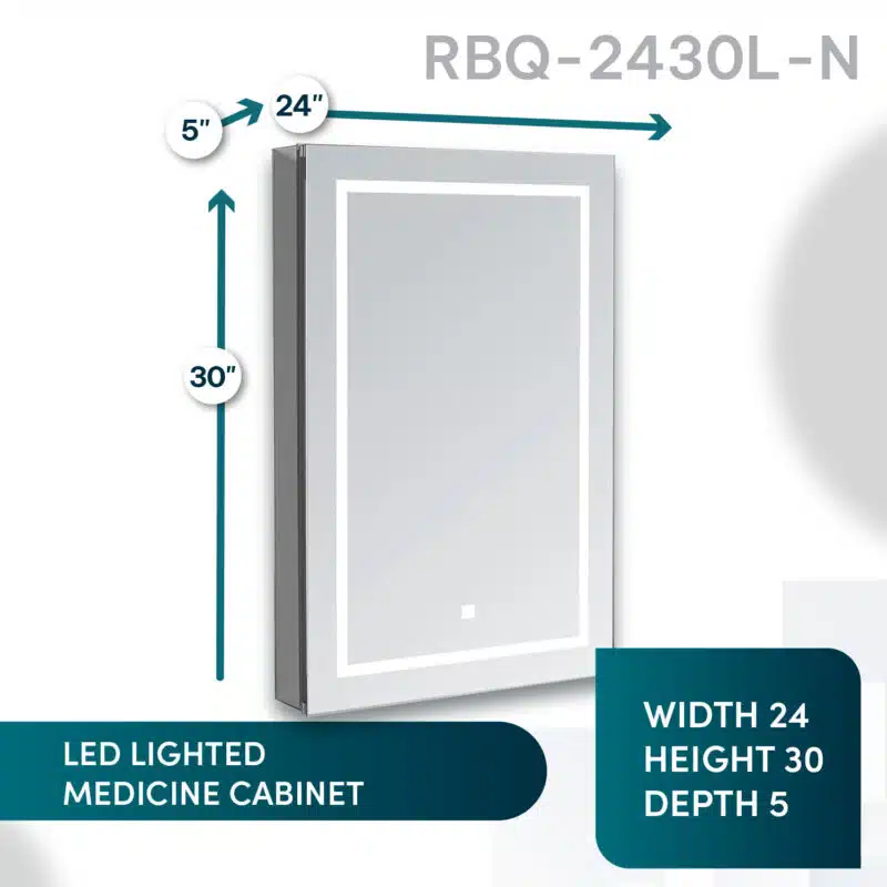 Royale Basic Q 24x30 Left Hinge LED Lighted Medicine Cabinet