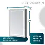 Royale Basic Q 24x30 Right Hinge LED Lighted Medicine Cabinet