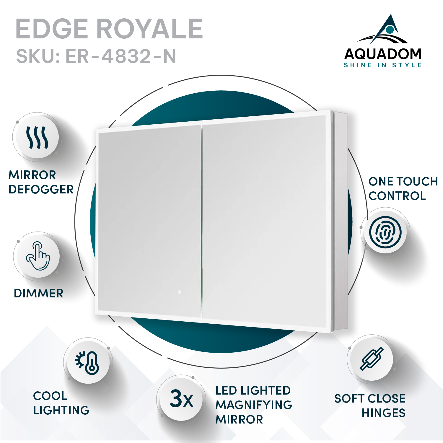Edge Royale 48x32 LED Lighted Medicine Cabinet
