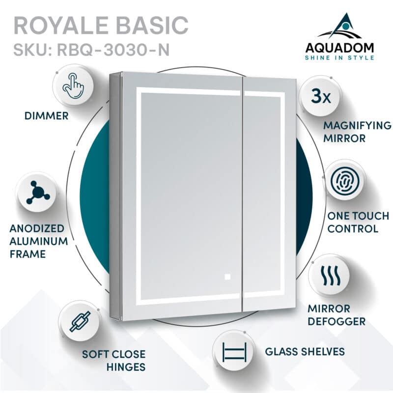 Royale Basic Q 30x30 LED Lighted Medicine Cabinet