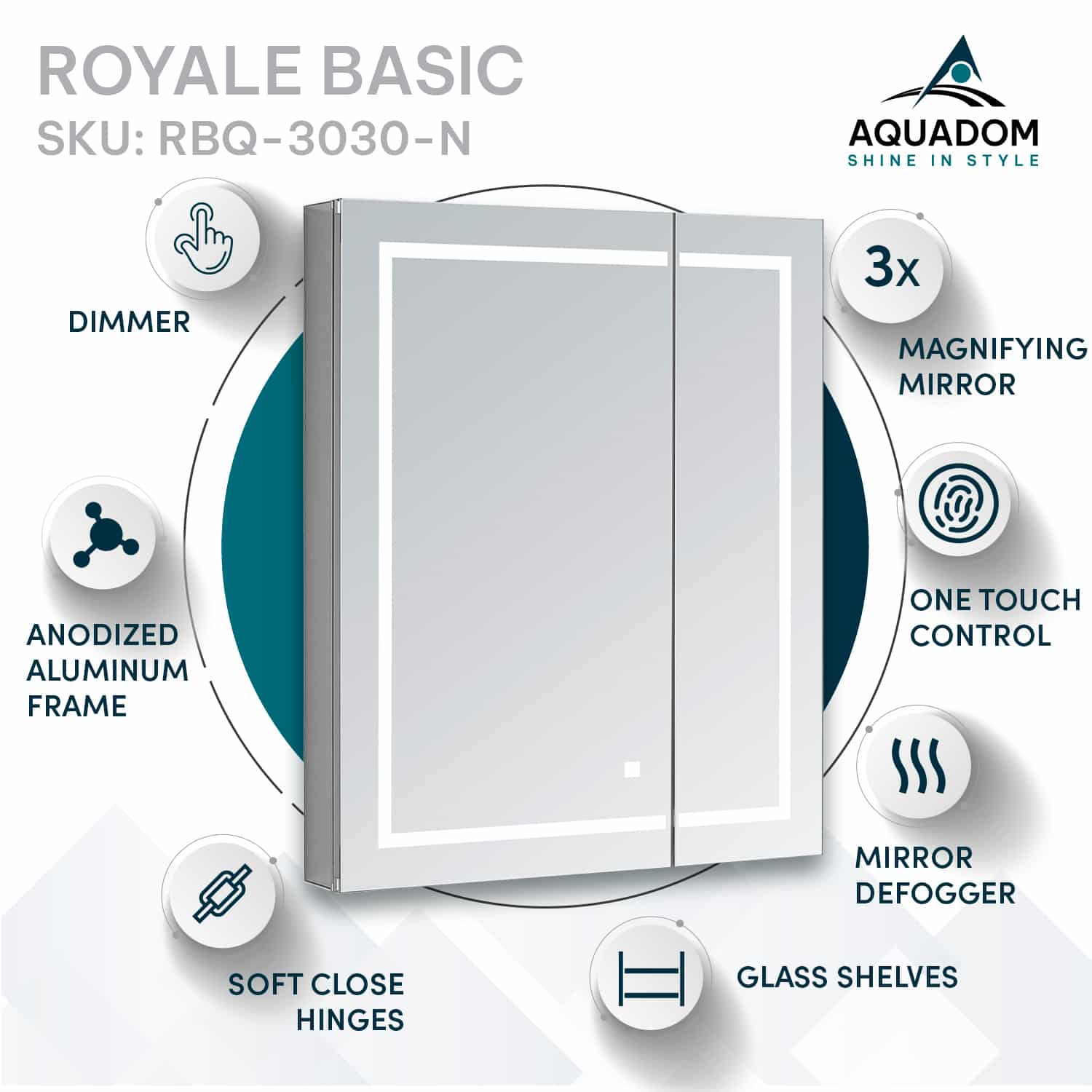 Royale Basic Q 30x30 LED Lighted Medicine Cabinet