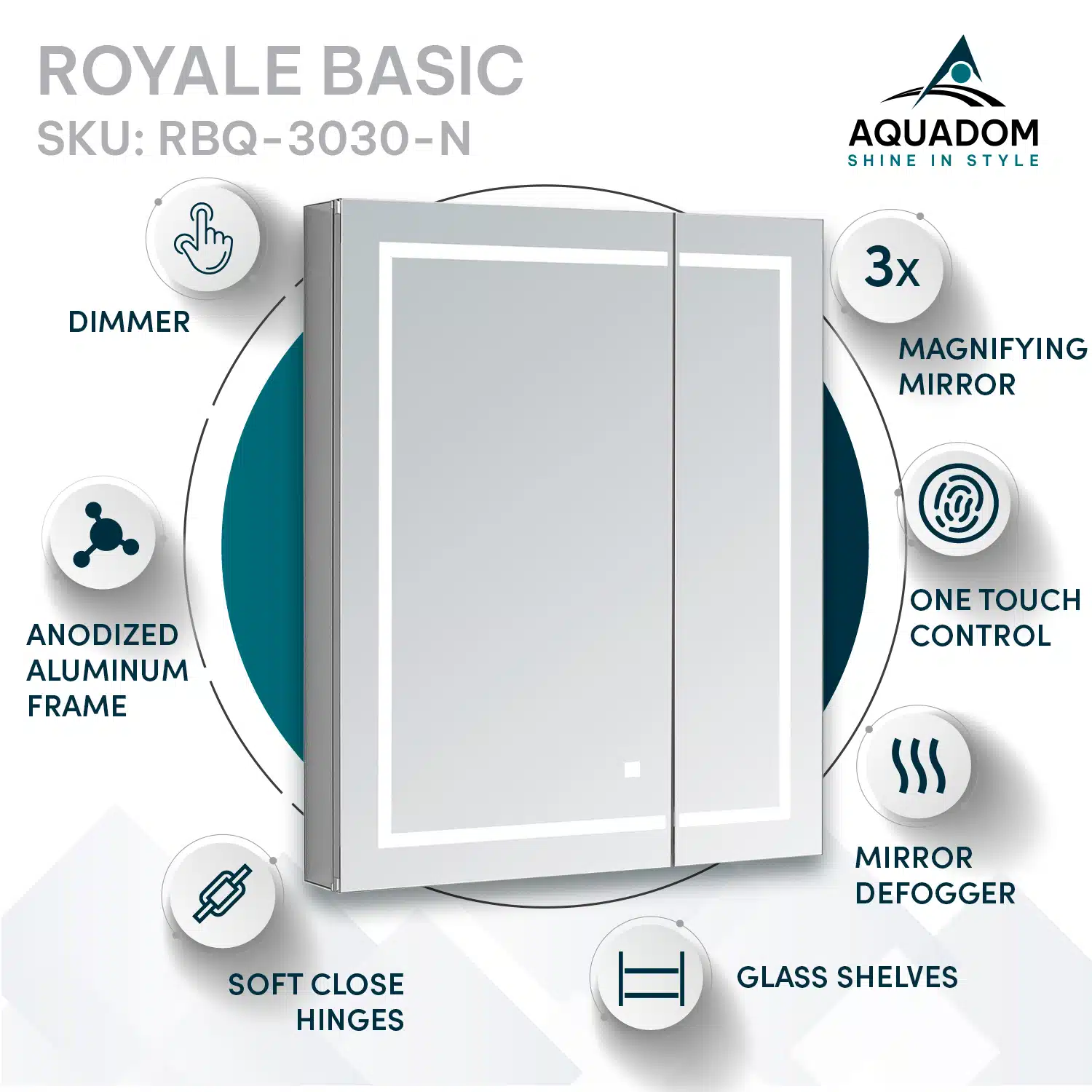 Royale Basic Q 30x30 LED Lighted Medicine Cabinet