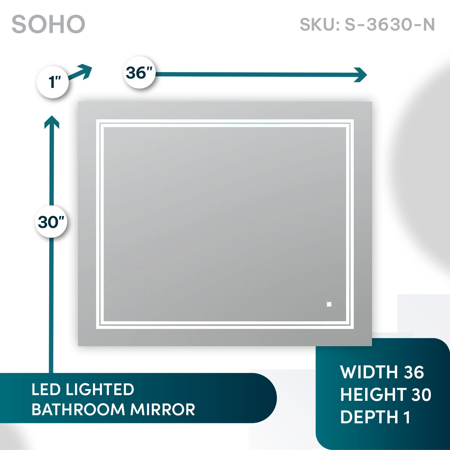 SOHO 36x30 LED Lighted Bathroom Mirror