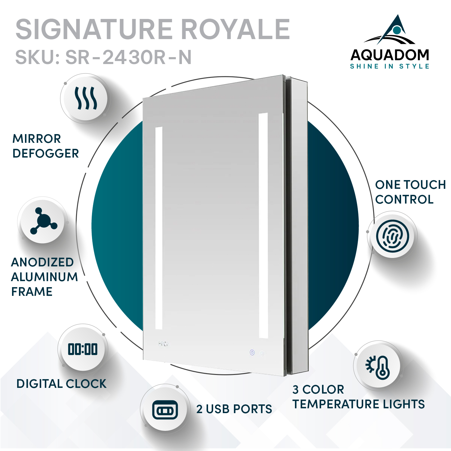 Signature Royale 24x30 Right Hinge LED Lighted Medicine Cabinet