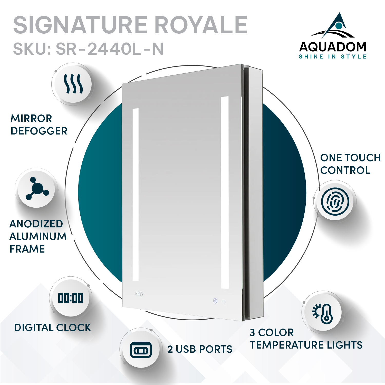 Signature Royale 24x40 Right Hinge LED Lighted Medicine Cabinet