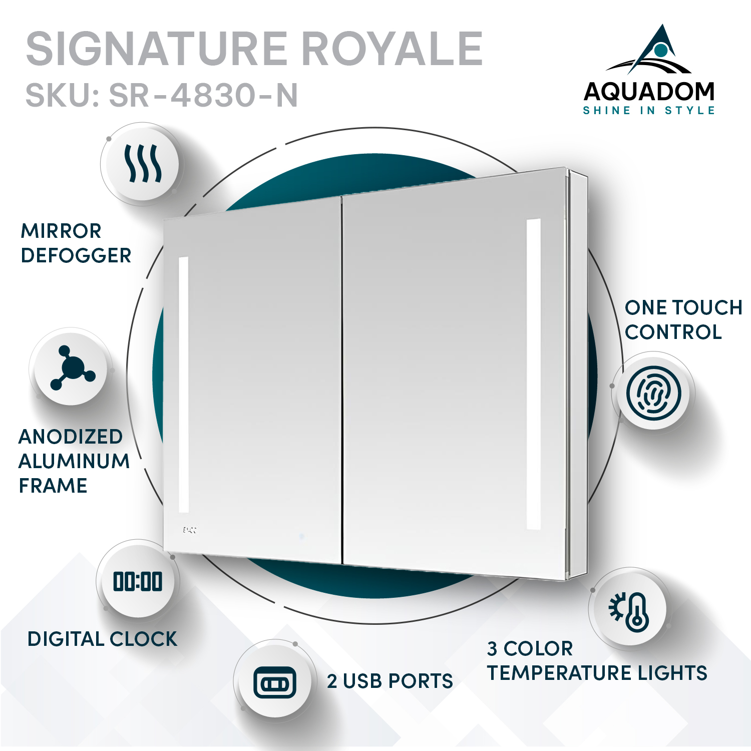 Signature Royale 48x30 LED Lighted Medicine Cabinet