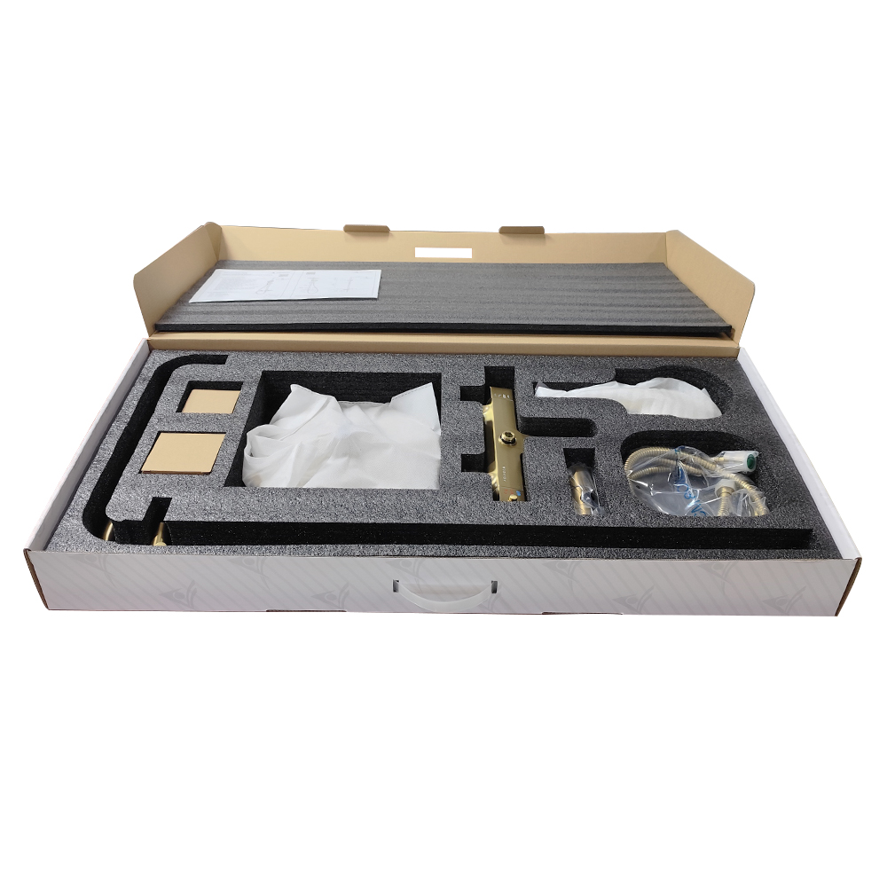 AQUADOM ZEN Three Function Thermostatic Exposed Shower System with Round 10"x1/5" Rain Shower Head and 3 Functions Hand Shower and Tub Spout