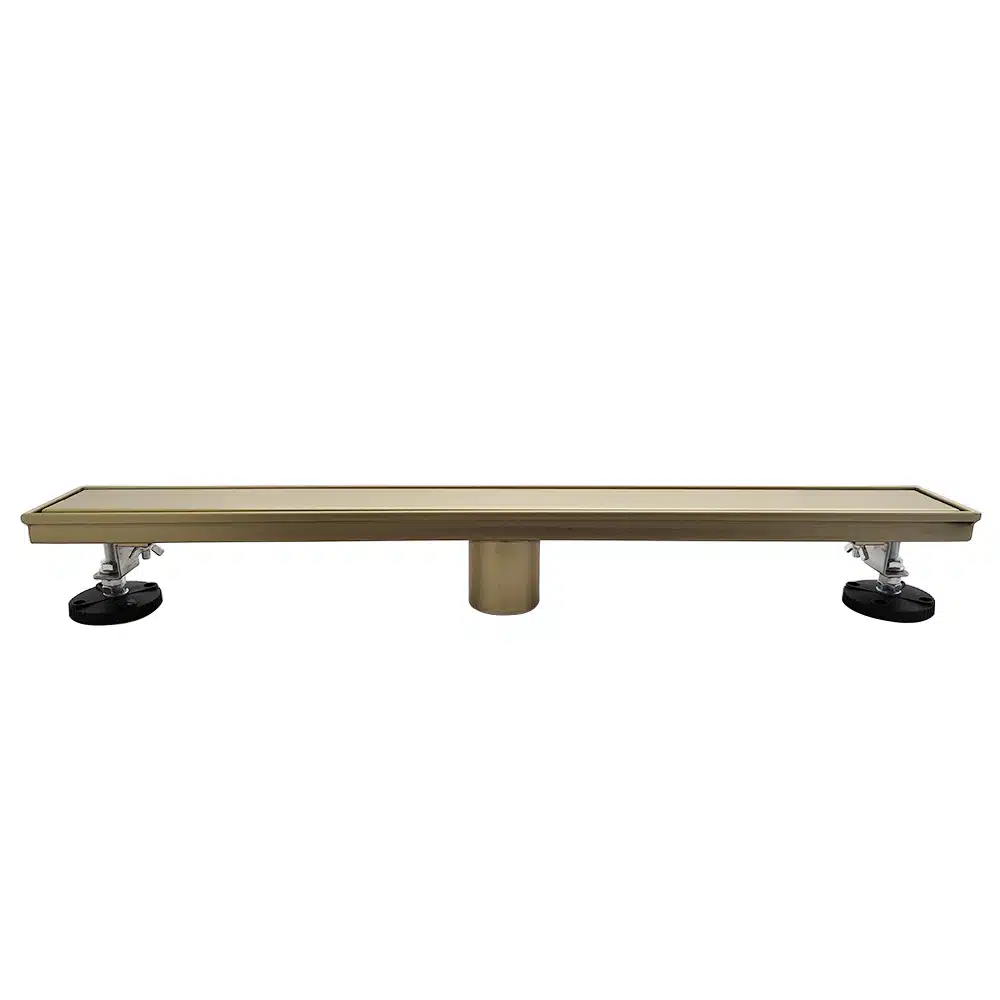 AQUADOM OCEANIC Linear Shower Drain Tile-In, with hair strainer and adjustment feet, Marine-Grade 316 stainless steel