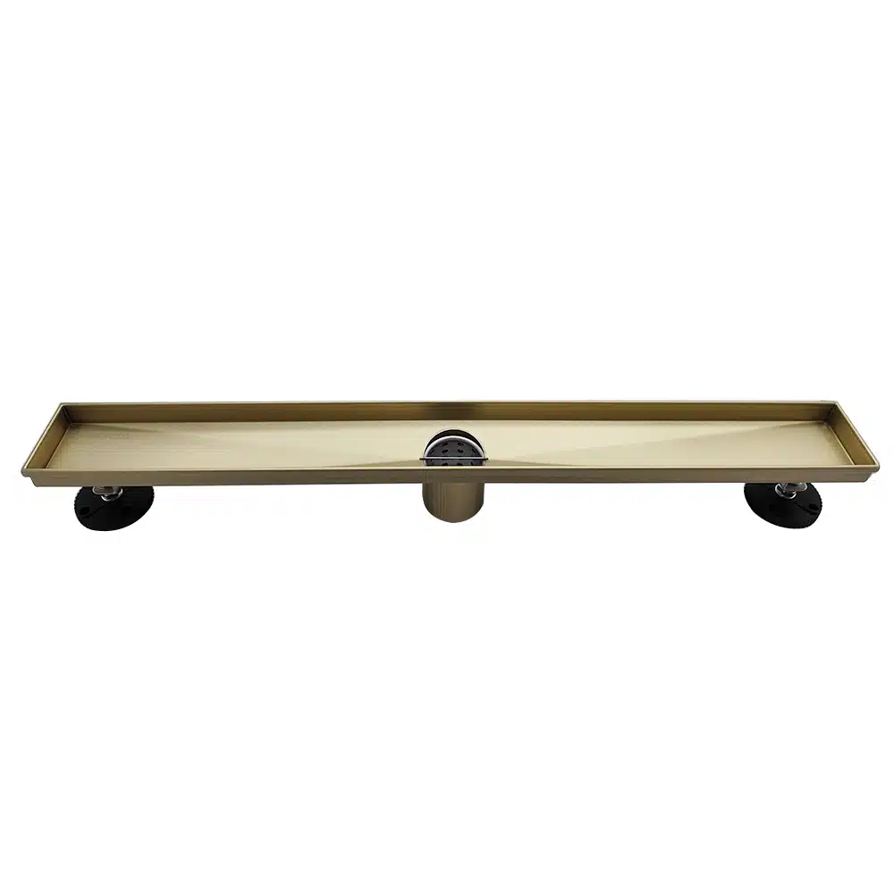 AQUADOM OCEANIC Linear Shower Drain Tile-In, with hair strainer and adjustment feet, Marine-Grade 316 stainless steel