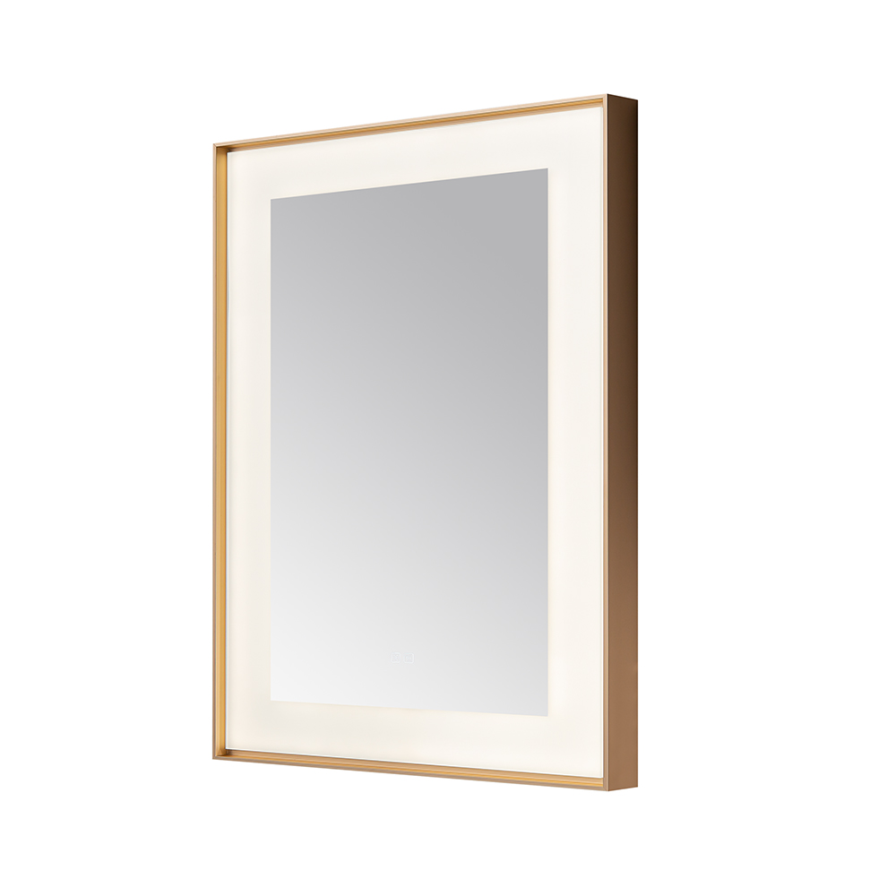  AQUADOM Lexington 30"x36"x2.28" LED Lighted Framed Mirror for Bathrooms with Defogger, Dimmer, Touch Control, 3 Color Lighting in Brushed Gold