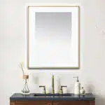  AQUADOM Lexington 30"x36"x2.28" LED Lighted Slim Frame Mirror with Defogger, 3 Color Lighting, Wall Mount Vertical or Horizontal Installation in Brushed Gold