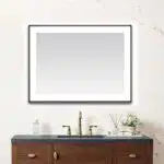  AQUADOM Lexington 48"x36"x2.28" LED Lighted Slim Frame Mirror with Defogger, 3 Color Lighting, Wall Mount Vertical or Horizontal Installation in Matte Black