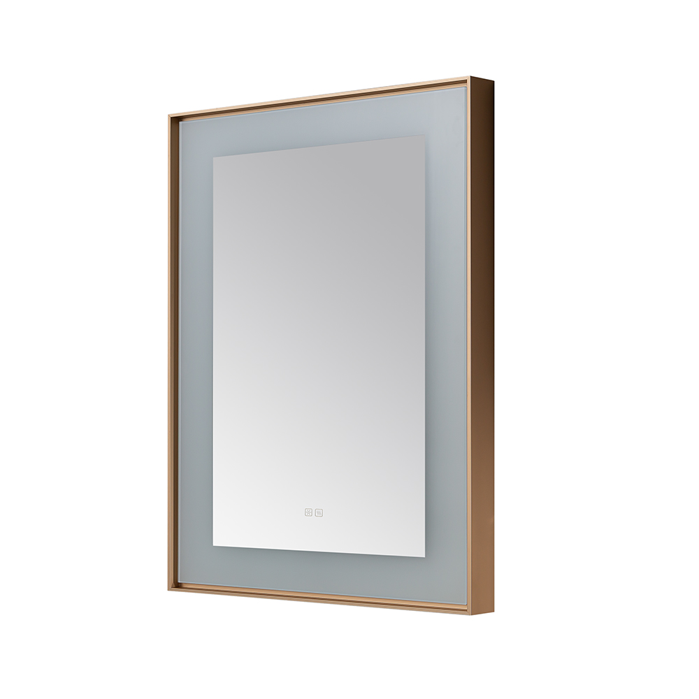  AQUADOM Lexington 30"x36"x2.28" LED Lighted Framed Mirror for Bathrooms with Defogger, Dimmer, Touch Control, 3 Color Lighting in Brushed Gold