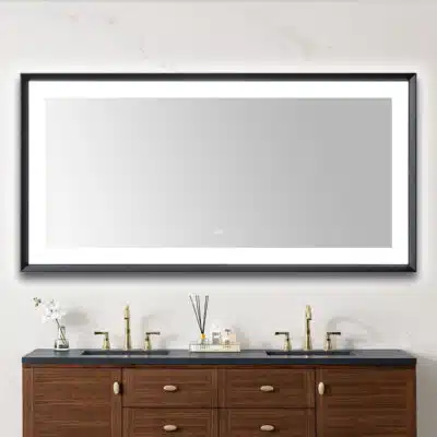  AQUADOM Madison 72"x36"x2.28" LED Lighted Chamfer Frame Mirror with Defogger, 3 Color Lighting, Wall Mount Vertical or Horizontal Installation in Matte Black