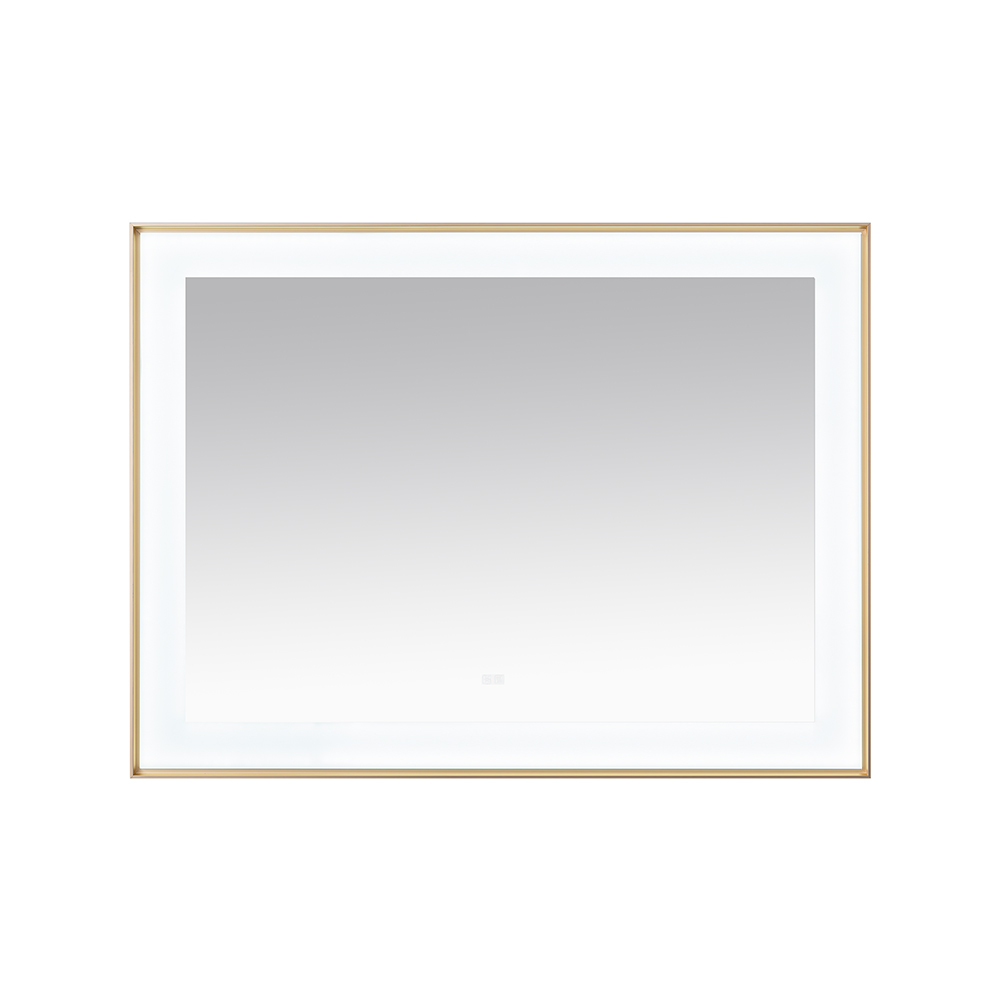  AQUADOM Lexington 48"x36"x2.28" LED Lighted Framed Mirror for Bathrooms with Defogger, Dimmer, Touch Control, 3 Color Lighting in Brushed Gold